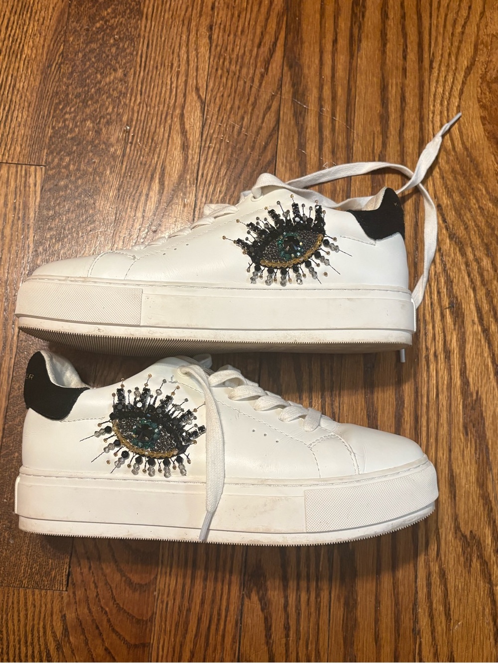 Kurt Geiger Laney White Black Evil Eye Sneakers Shoes Size EU 38.5 or US 8